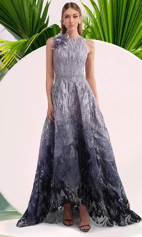 Wedding guest dresses with ruched bodices and spaghetti strapsJanique 622067 - Sleeveless Floral Accent A-Line Gown