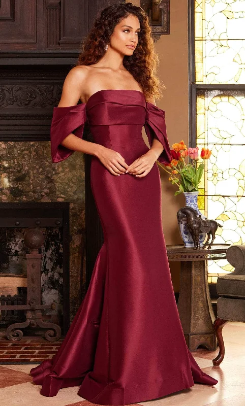 Wedding guest dresses with button - down fronts and A - line silhouettesJovani 23398 - Drape Sleeve Mermaid Evening Dress