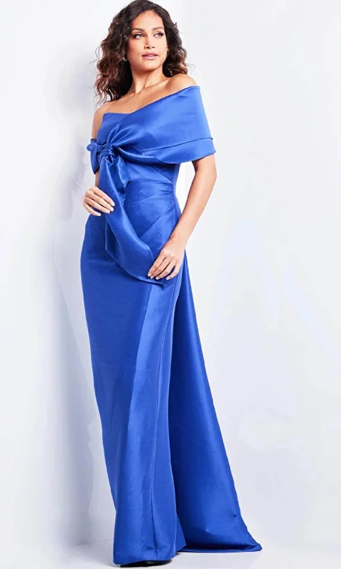 Long - sleeved wedding guest dresses in velvet for a winter weddingJovani 24641 - Bow Accented Evening Dress