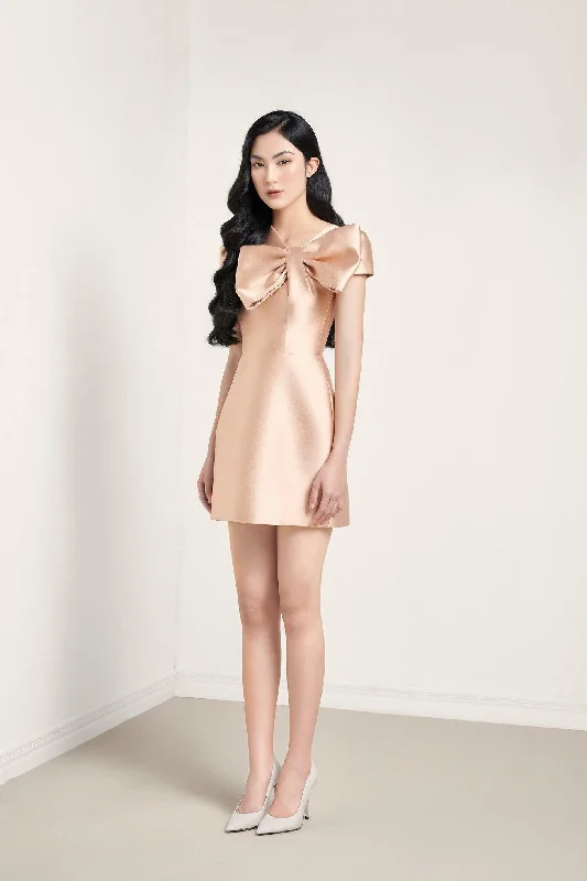 Mini dresses with abstract prints for an artistic lookLarme A-line Asymmetric Neck Taffeta Mini Dress