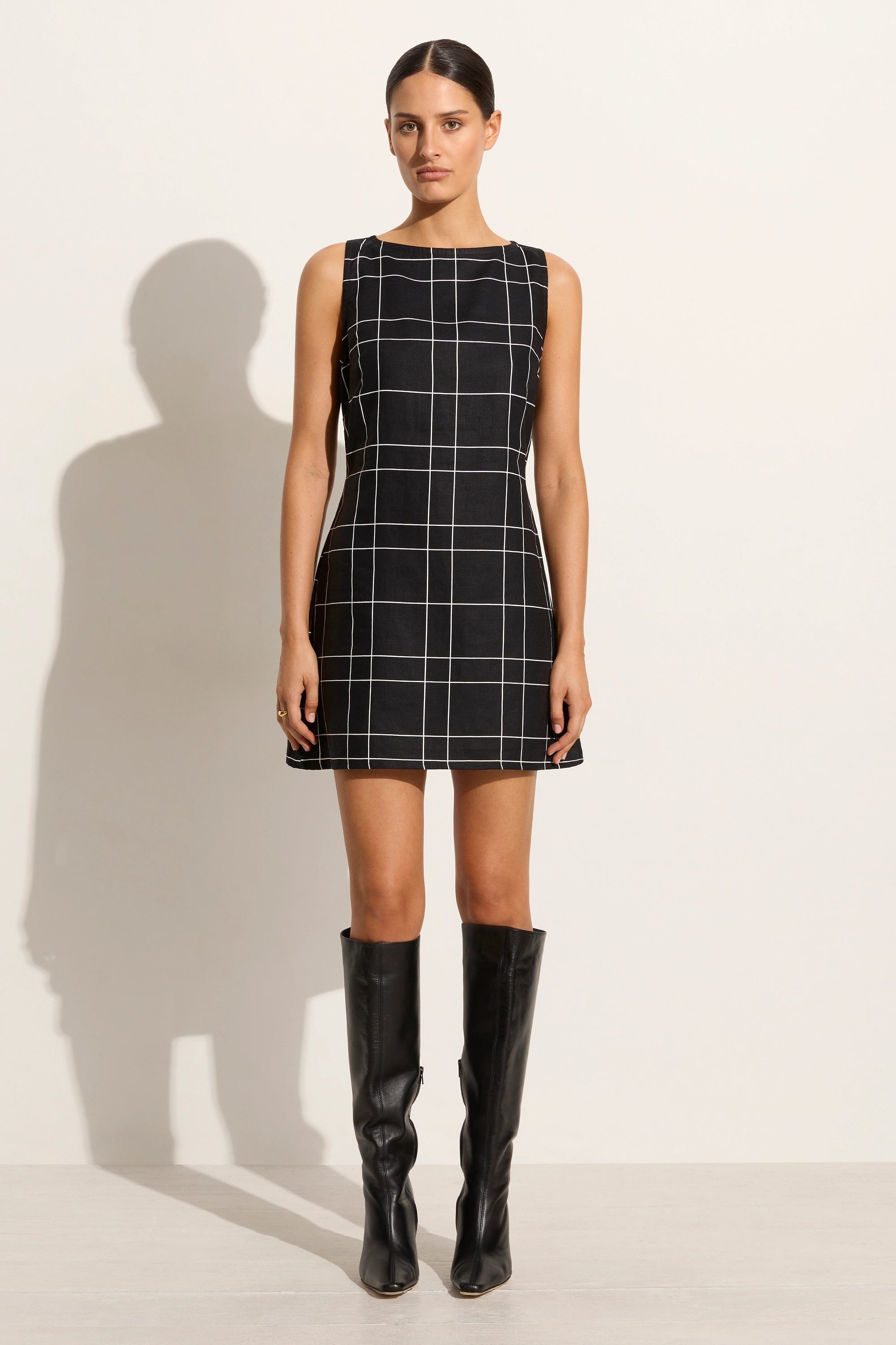Mini dresses with criss - cross backs for a flirty lookLui Mini Dress Letizia Check Black