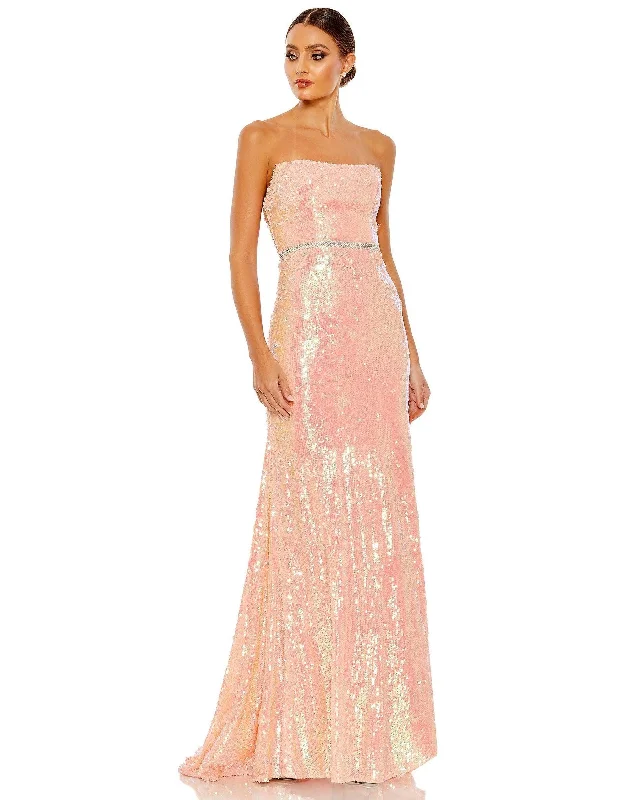 Sequined wedding guest dresses for an evening weddingMac Duggal 26980 Long Strapless Formal Prom Dress