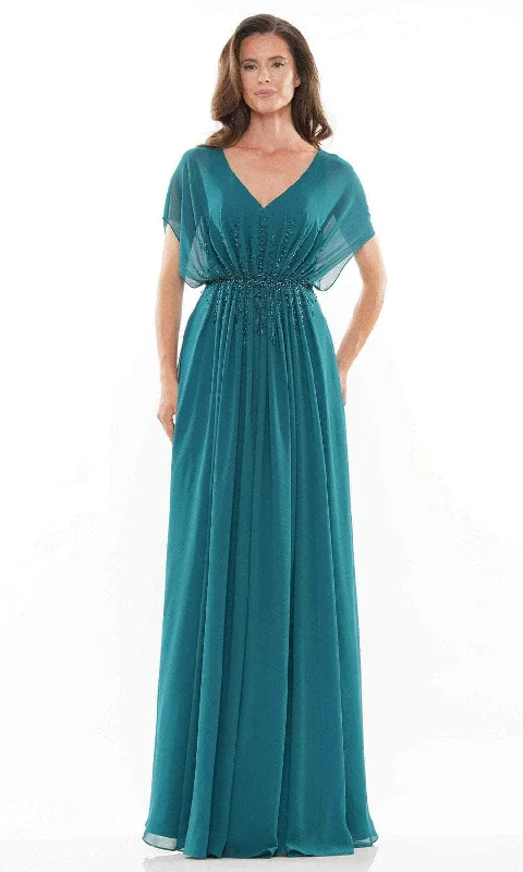 One - shoulder wedding guest dresses with beaded detailsMarsoni by Colors - Embellished Chiffon Formal Dress MV1156