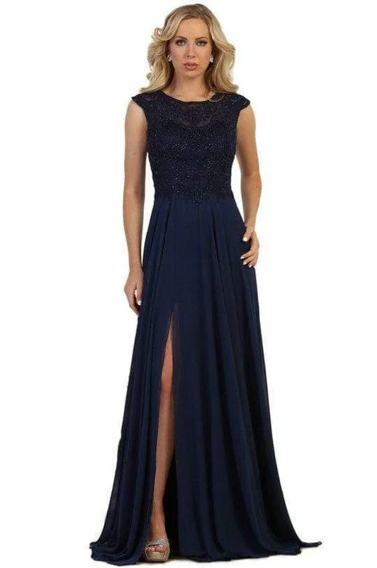 Mini wedding guest dresses with glittery accents for a trendy lookMay Queen - Sheer Cap Sleeves A-Line Dress With Slit MQ1563 Mini wedding guest dresses with glittery accents for a trendy lookMay Queen - Sheer Cap Sleeves A-Line Dress With Slit MQ1563