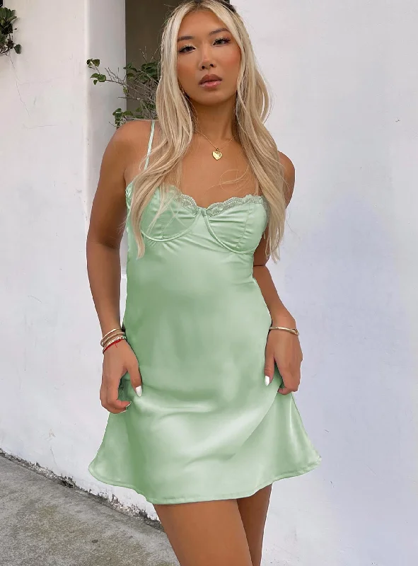 Mini dresses with high - low hems for a modern twistMoniz Mini Dress Sage