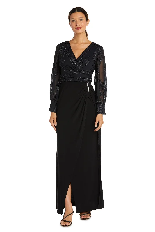 Wedding guest dresses with cold - shoulder ruffled sleeves and knee - length hemsNightway Mother of the Bride Long Dress 22062