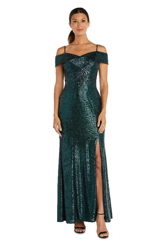 Wedding guest dresses with gathered skirts and V - necklinesNightway Off Shoulder Long Formal Dress 21761P