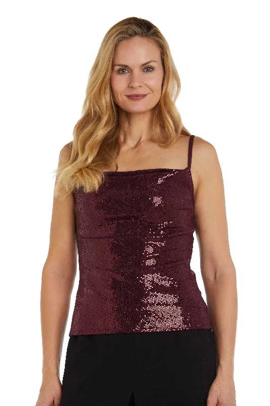 Sheath - style wedding guest dresses with lace overlaysNightway Spaghetti Strap Metallic Knit Top 22117