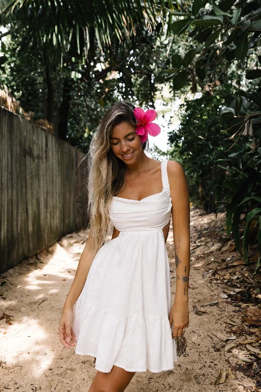 Mini dresses with halter necks for a stylish choiceOpen Conversations Dress White