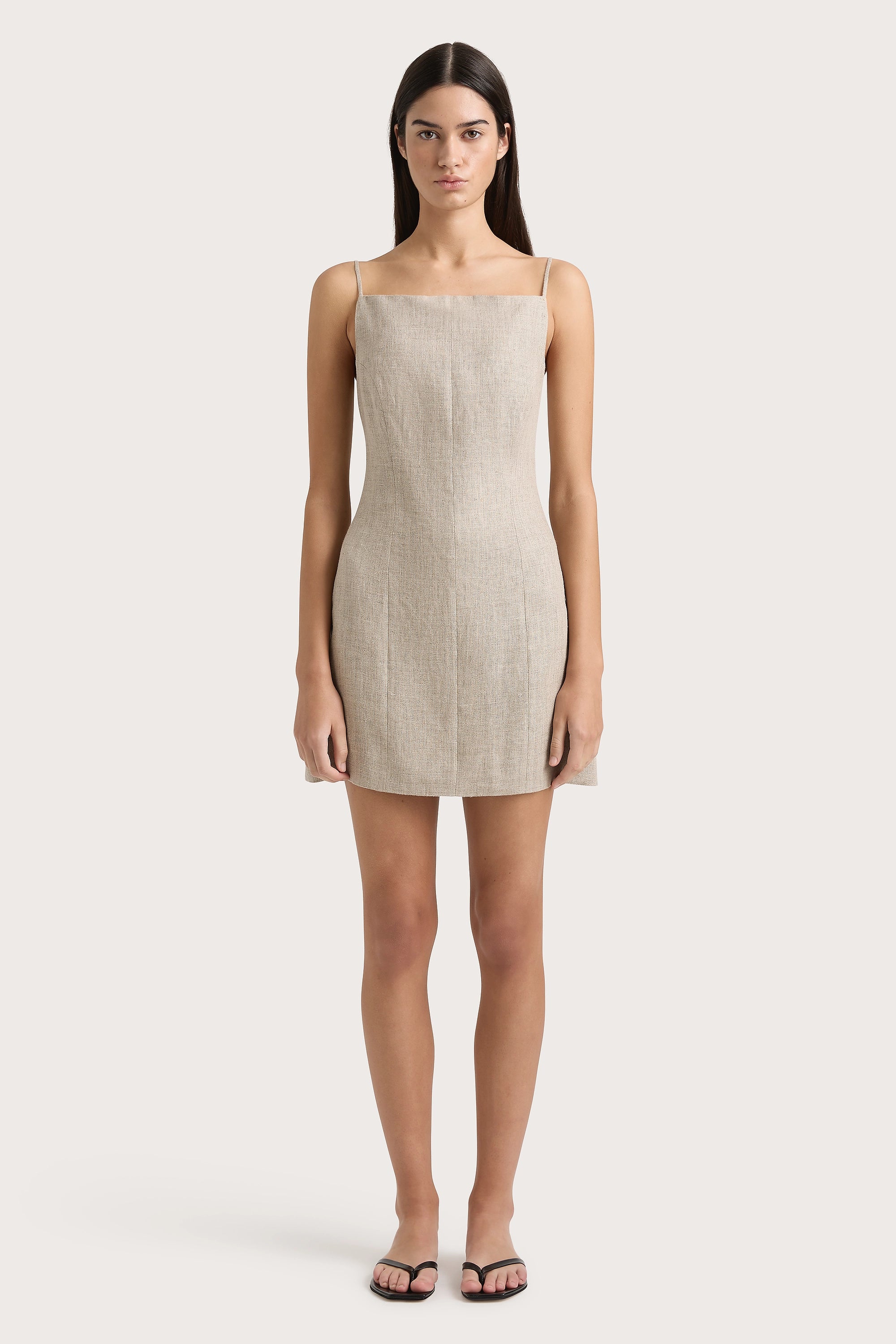 Mini dresses with ruched bodices for a feminine touchPoet Mini Dress Oatmeal