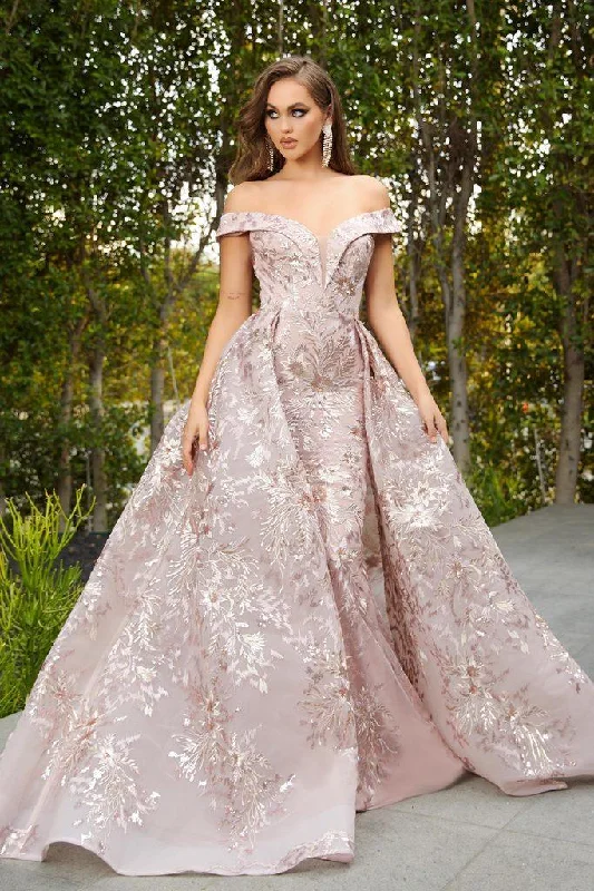 Wedding guest dresses with keyhole backs and flowing fabricsPortia And Scarlett 21037 Prom Long Ball Gown