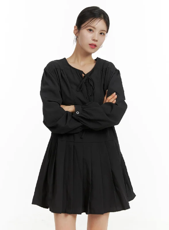 Linen mini dresses for a breathable summer optionRibbon A-Line Mini Dress OA423