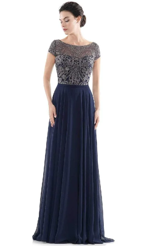 Wedding guest dresses with gathered skirts and V - necklinesRina Di Montella - Sheer Neck Embroidered Bodice Chiffon Gown RD2719 Wedding guest dresses with gathered skirts and V - necklinesRina Di Montella - Sheer Neck Embroidered Bodice Chiffon Gown RD2719