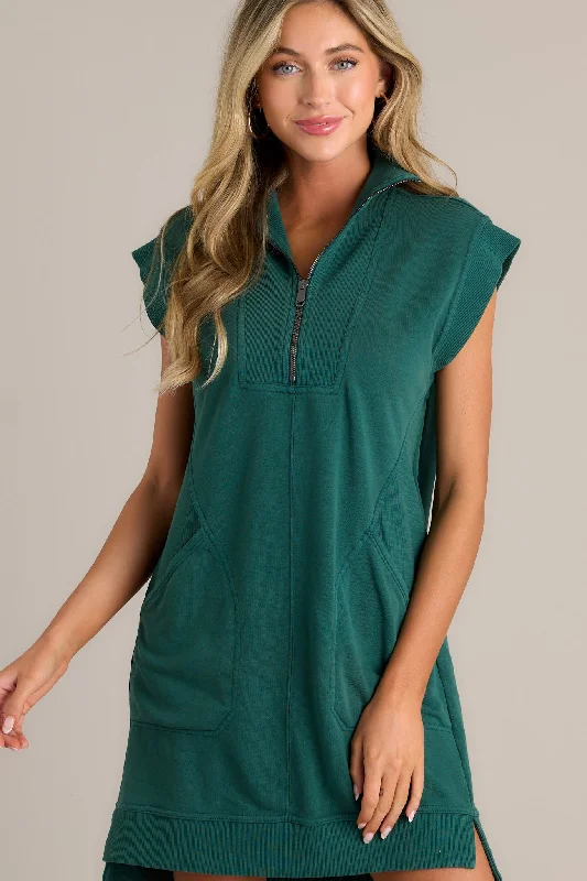 Mini dresses with embroidered details for a unique touchShadowed Splendor 100% Cotton Hunter Green Zip Front Mini Dress Mini dresses with embroidered details for a unique touchShadowed Splendor 100% Cotton Hunter Green Zip Front Mini Dress