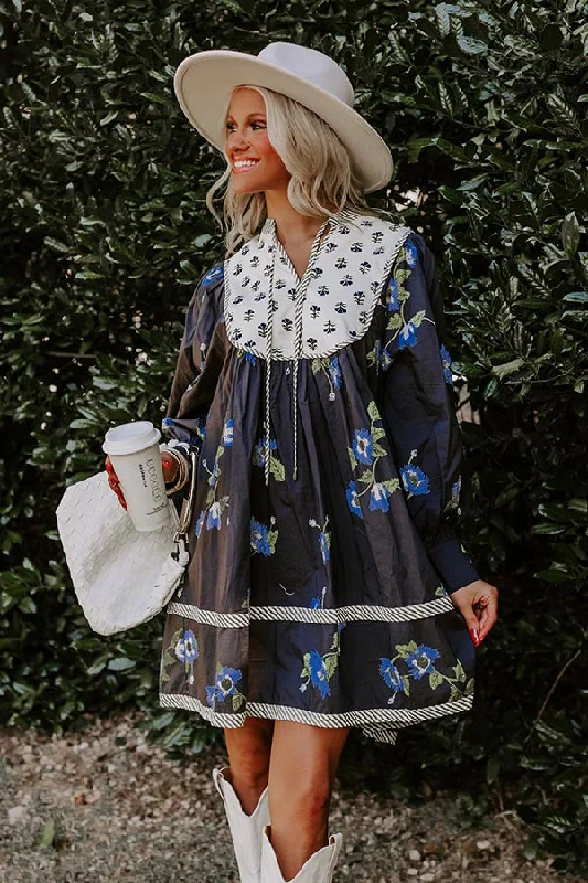 Sheer mini dresses with lace insertsSmall Town Romance Floral Mini Dress