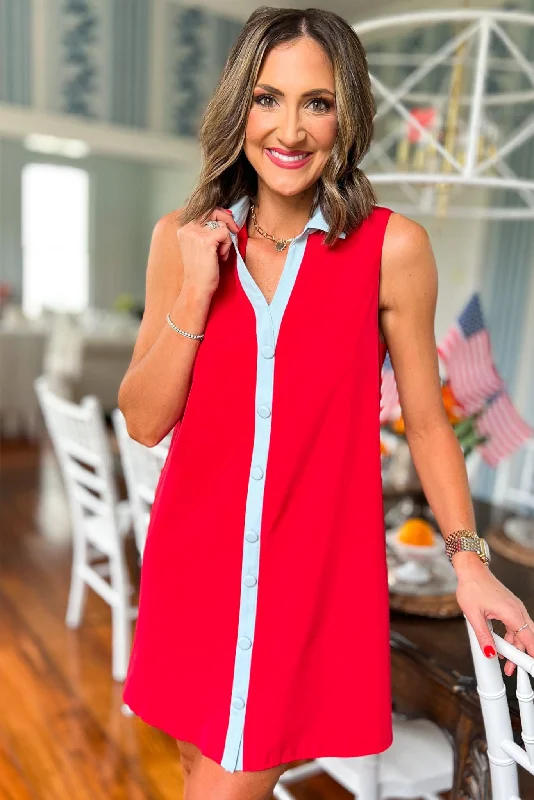Mini dresses with tassel accents for a fun touchSSYS The Penelope Colorblock Collared Sleeveless Dress In Red Mini dresses with tassel accents for a fun touchSSYS The Penelope Colorblock Collared Sleeveless Dress In Red