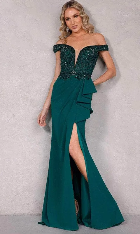 Wedding guest dresses with patchwork designs for a unique lookTerani Couture 2221M0381 - Off Shoulder Draped Evening Dress Wedding guest dresses with patchwork designs for a unique lookTerani Couture 2221M0381 - Off Shoulder Draped Evening Dress