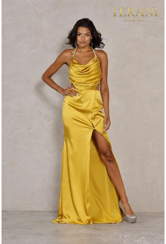 Wedding guest dresses with puff sleeves and knee - length hemsTerani Couture 2111P4201 Halter Long Prom Dress Wedding guest dresses with puff sleeves and knee - length hemsTerani Couture 2111P4201 Halter Long Prom Dress