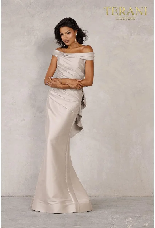 Lace - trimmed wedding guest dresses in blush pinkTerani Couture 2111M5299 Long Formal Evening Dress Lace - trimmed wedding guest dresses in blush pinkTerani Couture 2111M5299 Long Formal Evening Dress
