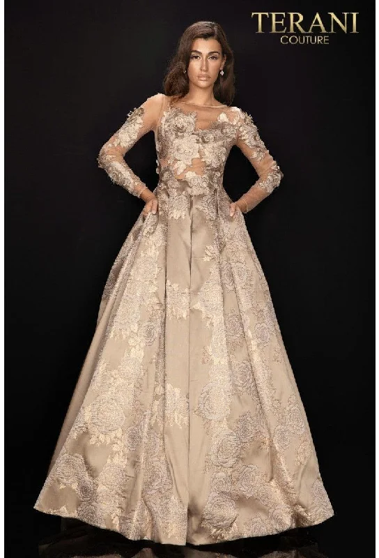 Wedding guest dresses with pom - pom trims for a playful lookTerani Couture 2011M2149 Long Sleeve Formal Dress Wedding guest dresses with pom - pom trims for a playful lookTerani Couture 2011M2149 Long Sleeve Formal Dress