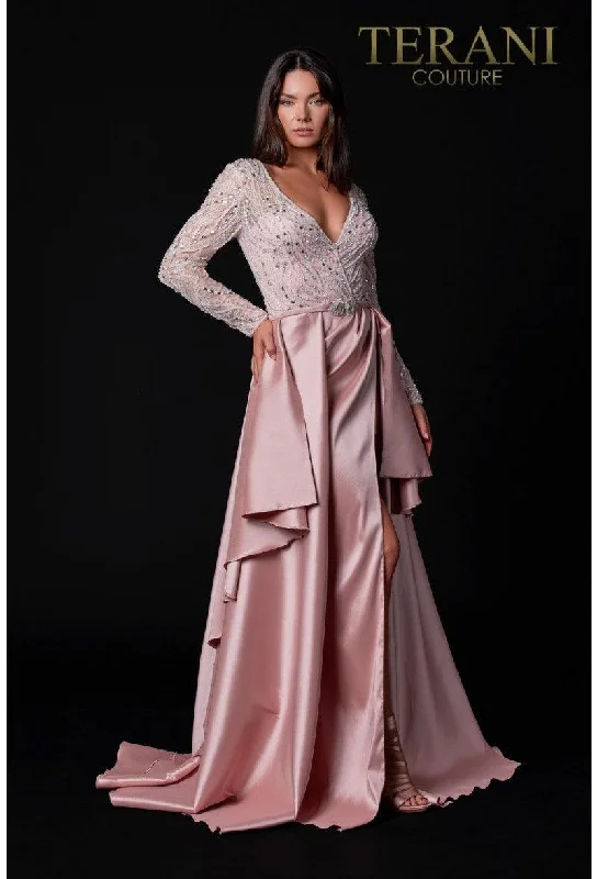 Strapless wedding guest dresses with rhinestone - studded bodicesTerani Couture 2111M5273 Long Sleeve Formal Dress Strapless wedding guest dresses with rhinestone - studded bodicesTerani Couture 2111M5273 Long Sleeve Formal Dress