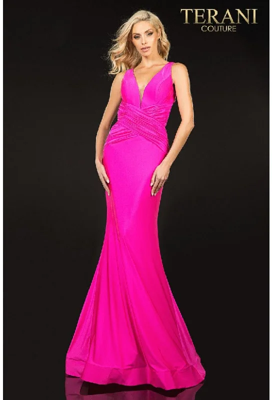 Wedding guest dresses with gathered skirts and V - necklinesTerani Couture 2011P1033 Prom Long Formal Gown Wedding guest dresses with gathered skirts and V - necklinesTerani Couture 2011P1033 Prom Long Formal Gown
