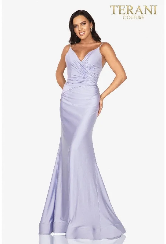 Ribbed - texture wedding guest dresses in neutral colorsTerani Couture 2011P1235 Formal Sexy Long Prom Gown