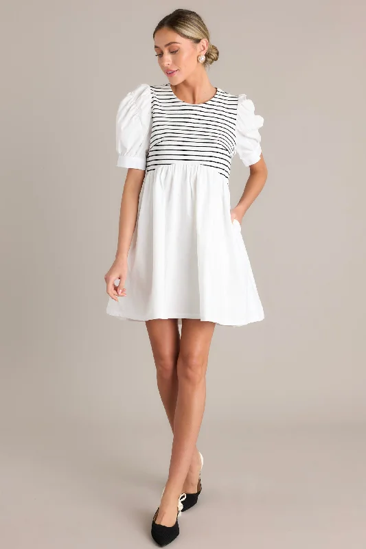 Mini dresses with asymmetric hems for a fashion - forward lookUrban Streak Black Stripe Mini Dress