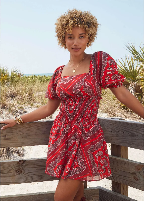 Mini dresses with beaded embellishments for a fancy eventCotton Voile Mini Dress - Bandana Red Mini dresses with beaded embellishments for a fancy eventCotton Voile Mini Dress - Bandana Red
