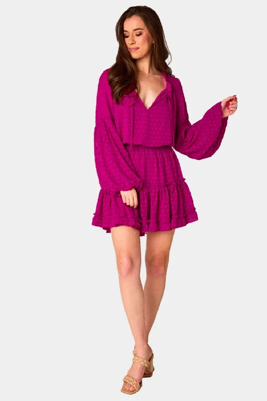 Mini dresses with empire waists for a flattering fitZozo Elastic Waist Mini Dress - Pink Lady