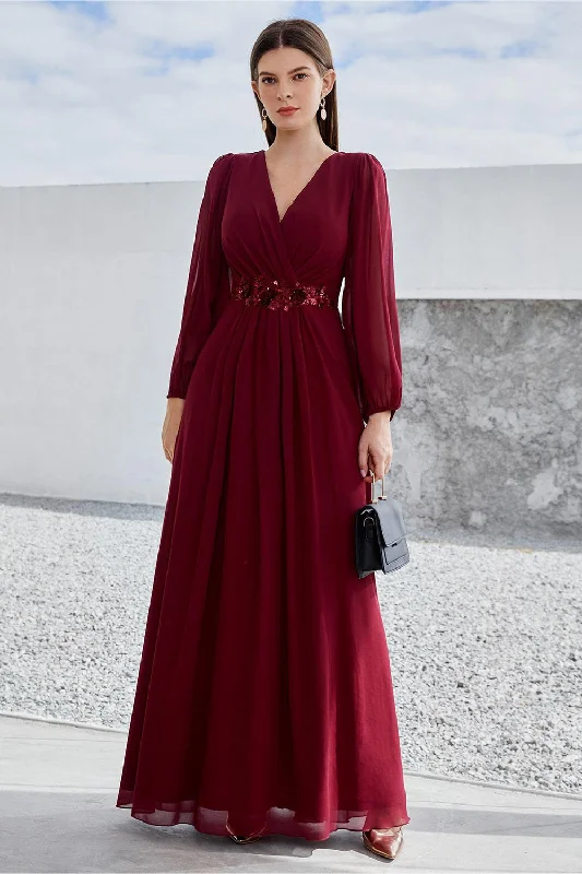 Sheer cocktail dresses with a lining and a short hemBurgundy Long Sleeves A Line Mother of the Bride Dress Sheer cocktail dresses with a lining and a short hemBurgundy Long Sleeves A Line Mother of the Bride Dress