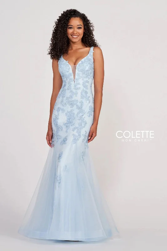 Empire Waist Women Dress to Accentuate the Bust and Conceal the WaistColette CL2002 Formal Mermaid Prom Long Applique Dress