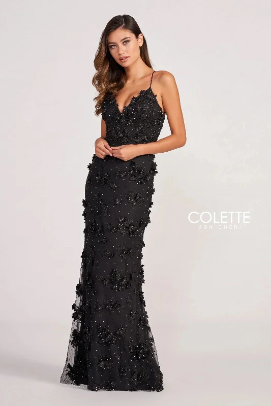 Sleeveless Women Dress in Bright Colors for Summer PartiesColette CL2058 Long Formal 3D Flowers Prom Dress Sleeveless Women Dress in Bright Colors for Summer PartiesColette CL2058 Long Formal 3D Flowers Prom Dress