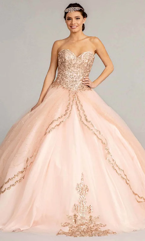 A - line formal dresses with beaded lace appliques for formal eventsElizabeth K GL1973 - Strapless Sweetheart Neck Ball Gown A - line formal dresses with beaded lace appliques for formal eventsElizabeth K GL1973 - Strapless Sweetheart Neck Ball Gown