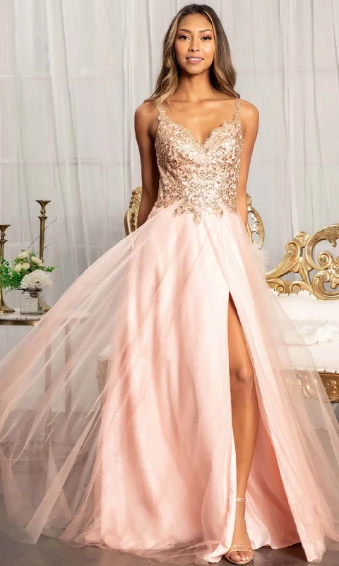 Prom dresses with cold - shoulder ruffled sleeves and floral prints for a romantic and fashionable styleElizabeth K GL3020 - Sleeveless Low-cut V-neck Long Dress Prom dresses with cold - shoulder ruffled sleeves and floral prints for a romantic and fashionable styleElizabeth K GL3020 - Sleeveless Low-cut V-neck Long Dress