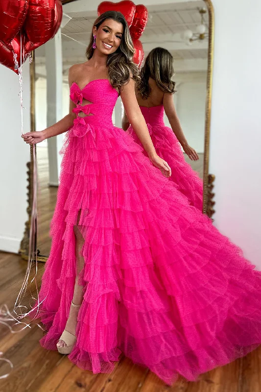 Little Black Women Dress with Sequins for a Glamorous Night OutFuchsia A-Line Strapless Bows Tiered Tulle Long Prom Dress with Slit Little Black Women Dress with Sequins for a Glamorous Night OutFuchsia A-Line Strapless Bows Tiered Tulle Long Prom Dress with Slit