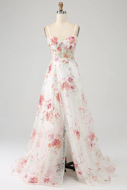 Mini cocktail dresses with a glittery finish for a party - ready styleIvory Flower Embroidered Long Corset Prom Dress with Slit Mini cocktail dresses with a glittery finish for a party - ready styleIvory Flower Embroidered Long Corset Prom Dress with Slit