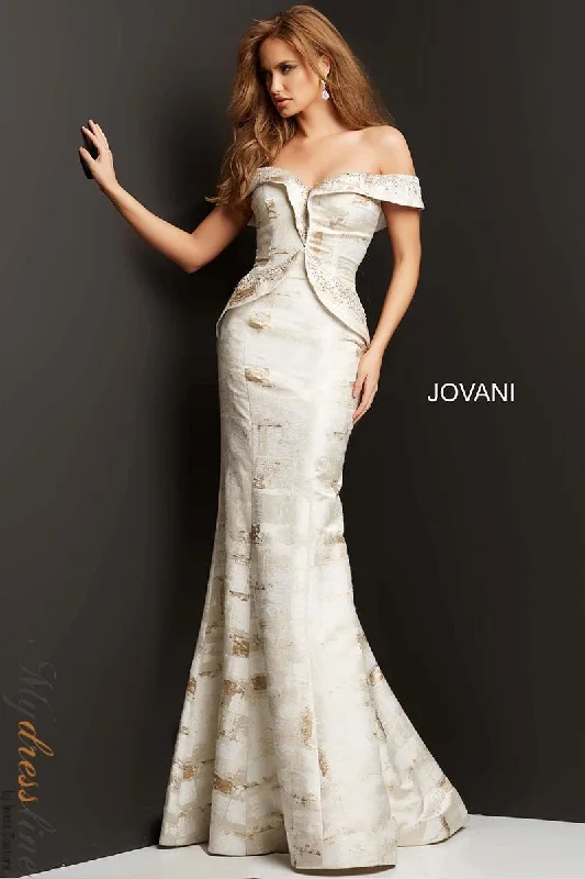 Prom dresses with lace - trimmed sleeves and empire - style waists for a flattering and vintage - inspired formal affairJovani 02925 Prom dresses with lace - trimmed sleeves and empire - style waists for a flattering and vintage - inspired formal affairJovani 02925