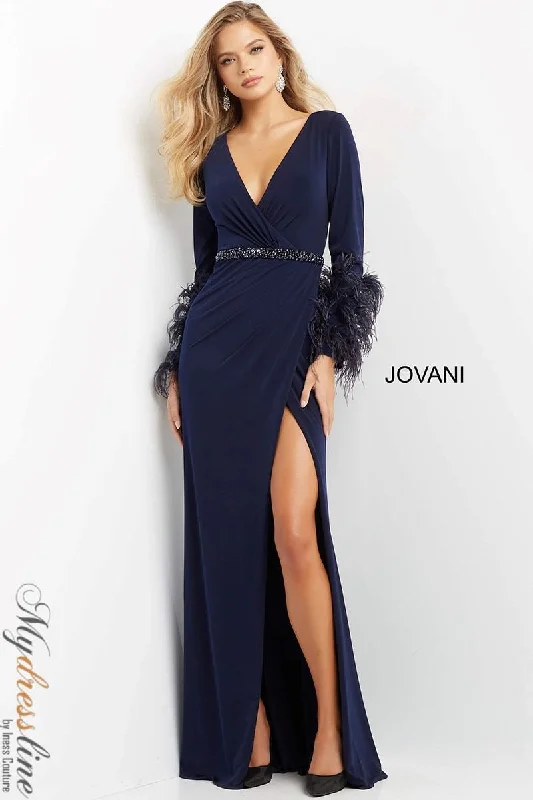 Prom dresses with tiered ruffled sleeves and satin skirts for a feminine and voluminous lookJovani 06542 Prom dresses with tiered ruffled sleeves and satin skirts for a feminine and voluminous lookJovani 06542
