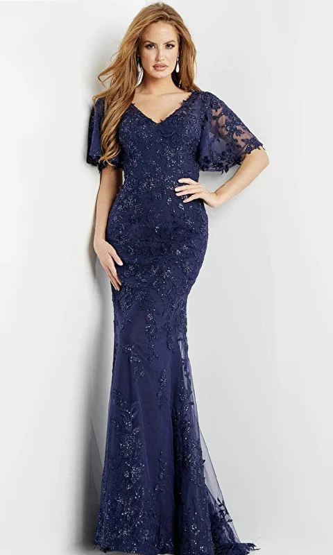Mermaid - cut formal dresses in satin for a glamorous prom nightJovani 09591 - Laced Angel Sleeves Evening Dress Mermaid - cut formal dresses in satin for a glamorous prom nightJovani 09591 - Laced Angel Sleeves Evening Dress