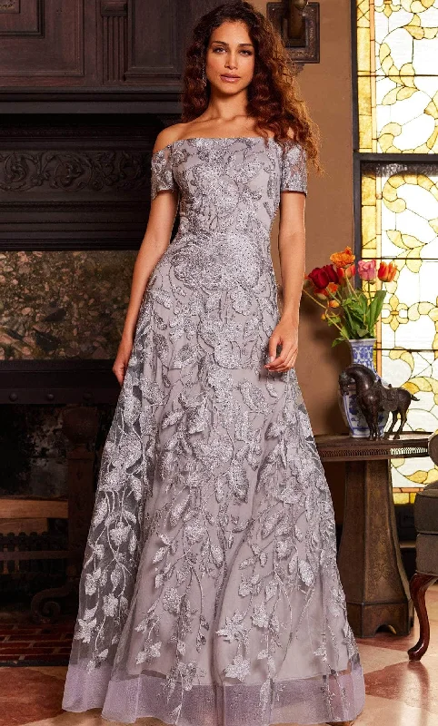 Formal dresses with tassel - adorned belts and tiered skirts for a stylish and festive formal eventJovani 09810 - Off Shoulder Metallic Lace Evening Gown Formal dresses with tassel - adorned belts and tiered skirts for a stylish and festive formal eventJovani 09810 - Off Shoulder Metallic Lace Evening Gown