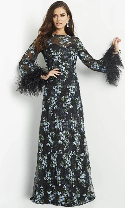 Formal dresses with gathered bodices and wide - leg skirts for a comfortable and stylish silhouetteJovani 22335 - Illusion Feathered Evening Dress Formal dresses with gathered bodices and wide - leg skirts for a comfortable and stylish silhouetteJovani 22335 - Illusion Feathered Evening Dress