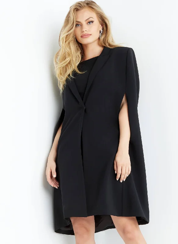 Cocktail dresses with a pom - pom trim and a short - sleeved styleJovani - 3551 Bateau Cape Sheath Cocktail Dress Cocktail dresses with a pom - pom trim and a short - sleeved styleJovani - 3551 Bateau Cape Sheath Cocktail Dress