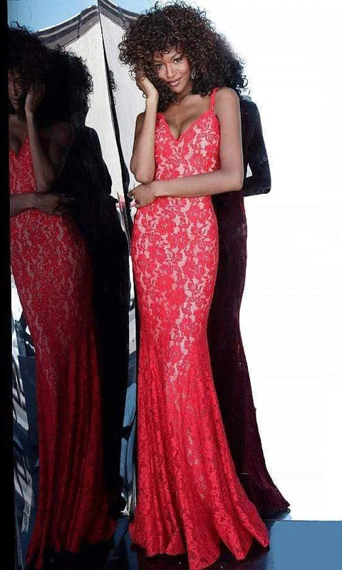 Prom dresses with gathered skirts and crystal - encrusted belts for a luxurious promJovani - 68005 Plunging V-neck Stretch Lace Trumpet Dress Prom dresses with gathered skirts and crystal - encrusted belts for a luxurious promJovani - 68005 Plunging V-neck Stretch Lace Trumpet Dress