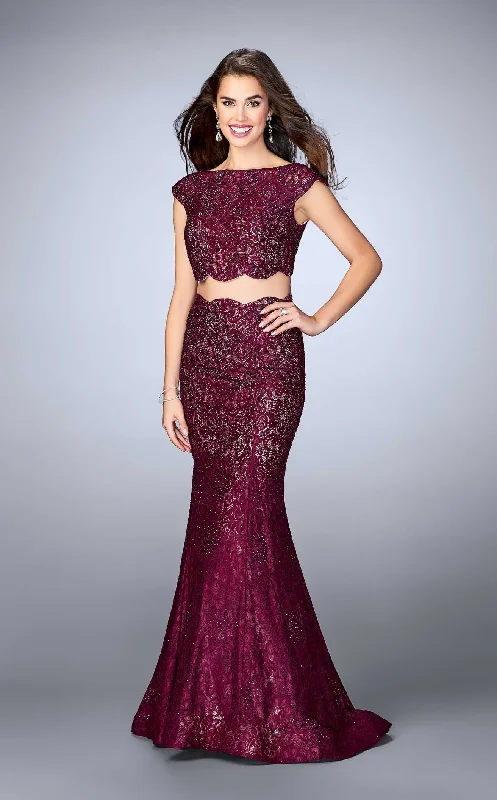 Formal dresses with abstract print panels and rhinestone embellishments for a unique formal eventLa Femme 24047 Dress Formal dresses with abstract print panels and rhinestone embellishments for a unique formal eventLa Femme 24047 Dress