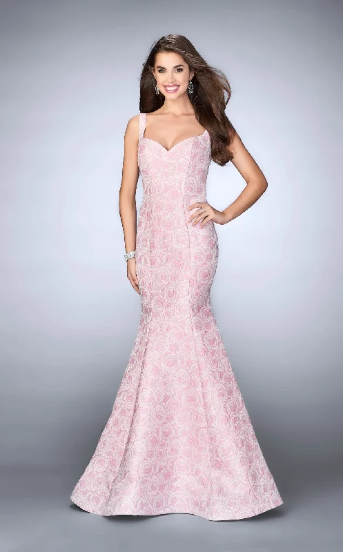 Formal dresses with tiered skirts and pearl embellishments for a luxurious feelLa Femme 24063 Dress