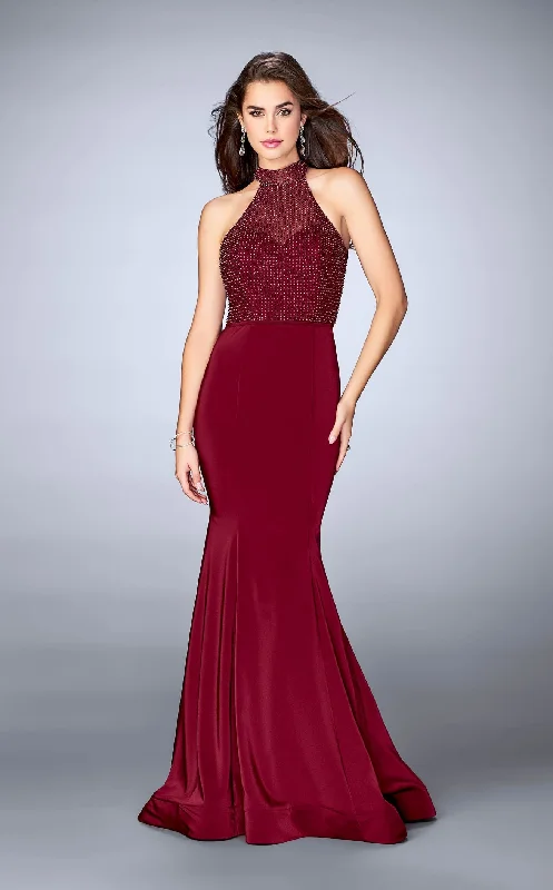 Tea - length formal dresses with lace trim for a semi - formal promLa Femme 24266 Dress Tea - length formal dresses with lace trim for a semi - formal promLa Femme 24266 Dress