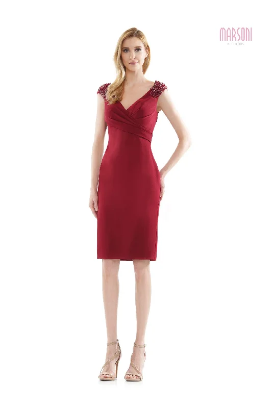 Satin - lined cocktail dresses with a lace outer layerMarsoni Short Mother of the Bride Beaded Dress 1109