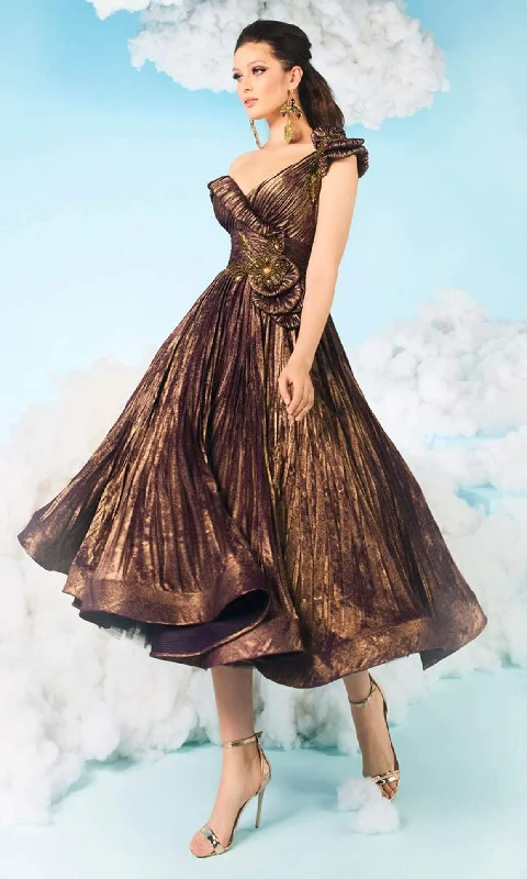Mini cocktail dresses with a cold - shoulder ruffled sleeveMNM Couture - 2617 Shirr-Ornate Beaded Empire Dress Mini cocktail dresses with a cold - shoulder ruffled sleeveMNM Couture - 2617 Shirr-Ornate Beaded Empire Dress