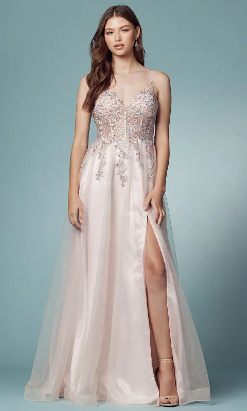 Prom dresses with tiered lace skirts and off - the - shoulder necklines for a feminine and elegant formal affairNox Anabel S1015 - V-Neck Corset Evening Gown Prom dresses with tiered lace skirts and off - the - shoulder necklines for a feminine and elegant formal affairNox Anabel S1015 - V-Neck Corset Evening Gown